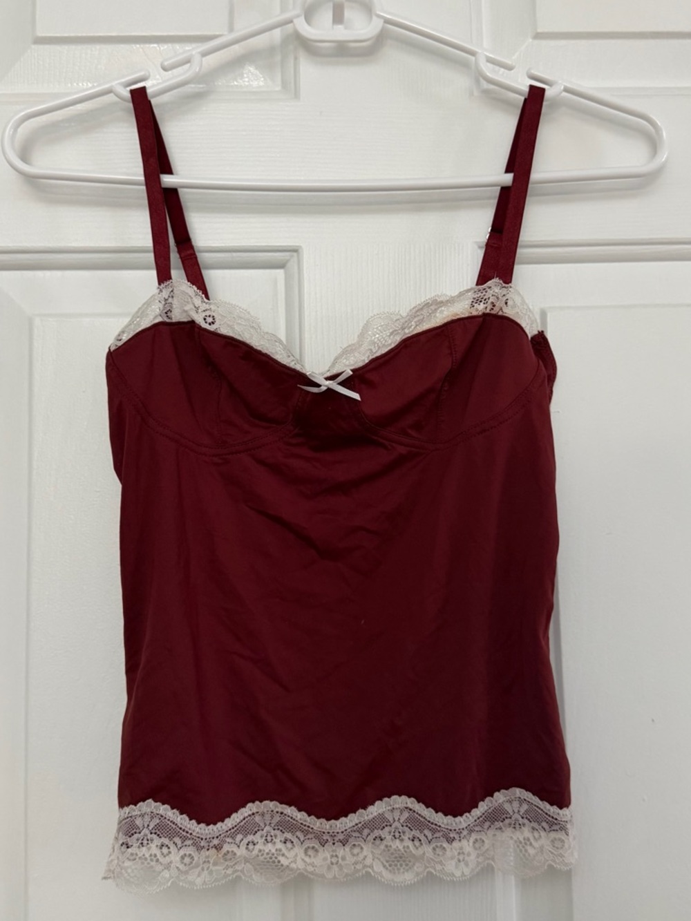 Lioness Burgundy Cami with Cream Lace Accent